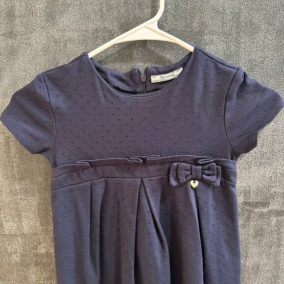 Mayoral Swiss Dot Navy Dress, EUC, Sz 7-8Y (7C) - Picture 3 of 6